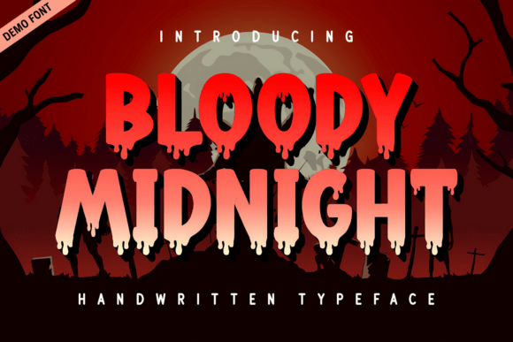 Bloody Midnight Demo Font by Kelik 7ntypes for Spooky Editorial Projects